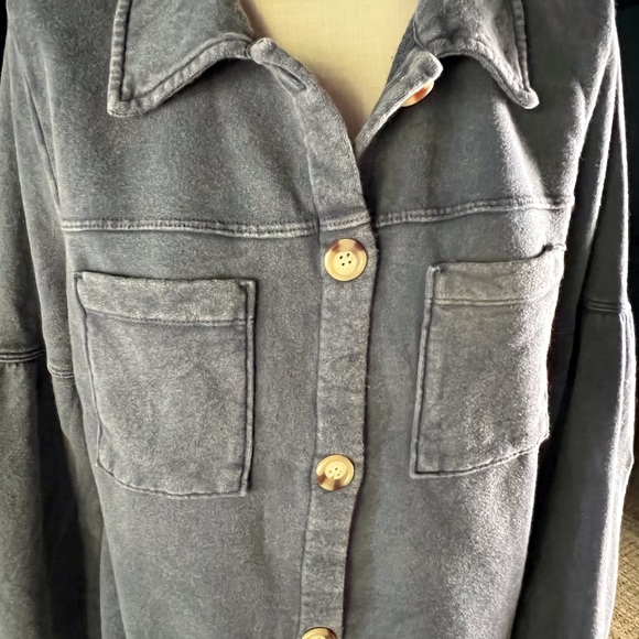 Anthropologie Melora Puff Sleeve Grey Shirt Jacket Shacket NWT New L - Picture 6 of 16